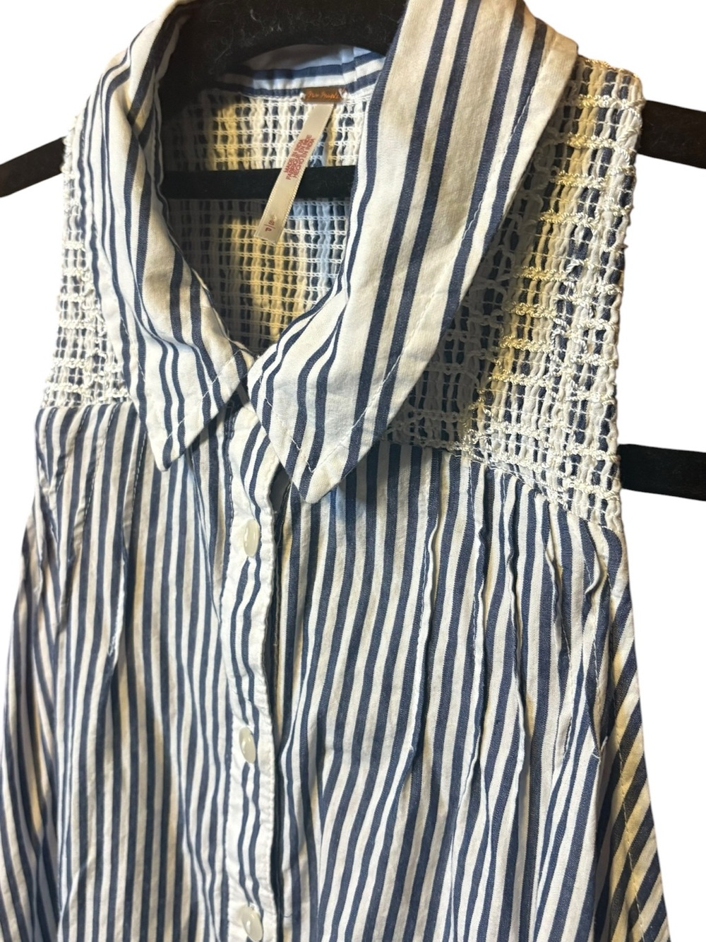 Free People Be Real Striped Button Front Ruffle Mini Dress Size Small - Picture 9 of 10
